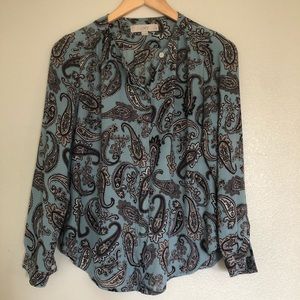 Ann Taylor Loft Petite Paisley Blouse Size SP